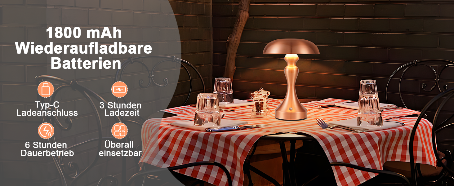 Бездротова настільна лампа з LED-підсвічуванням, сенсорне керування, регулювання яскравості, вінтажний стиль, USB-зарядка, нічник для спальні/вітальні (червоно-бронзова, 2 шт.)