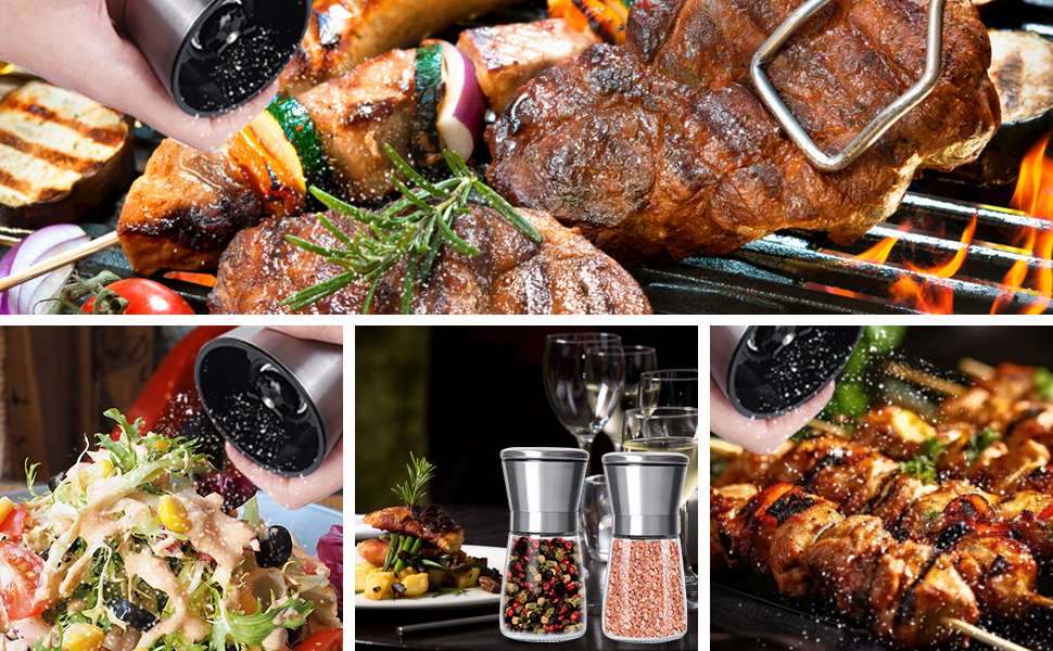 Набір ручних мельниць для солі та перцю 2 шт. з регульованим керамічним жорном, 180 мл