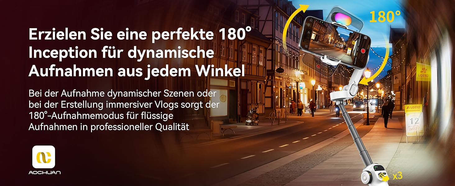 Стабілізатор для iPhone та Android від AOCHUAN: 3-осьовий гімбал з OLED-дисплеєм та подовжувачем 7,8 дюймів (Smart X2 Kit)