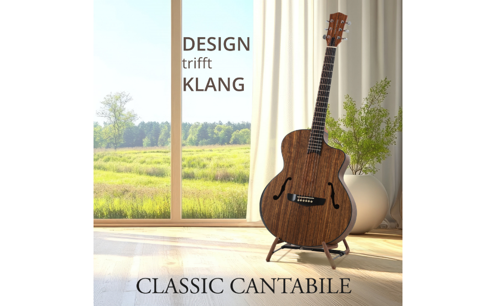 Акустична гітара Classic Cantabile SHG-2WN LaBelle Westerngitarre - гітара з бічним звуковим отвором та підлокітником, корпус з горіха, гриф з чорного дерева/Окуме, вінтажний дизайн