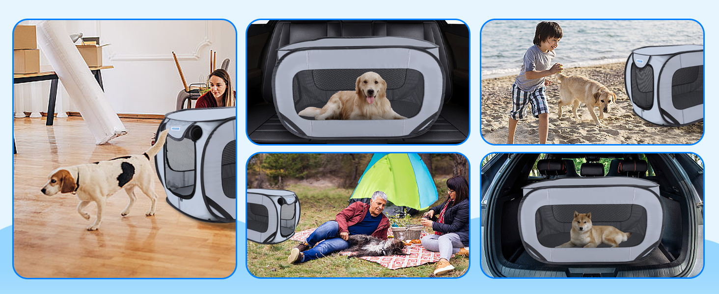 Переносний вольєр для собак та котів у машину Nobleza, складаний вольєр для тварин, 93x54x54 см