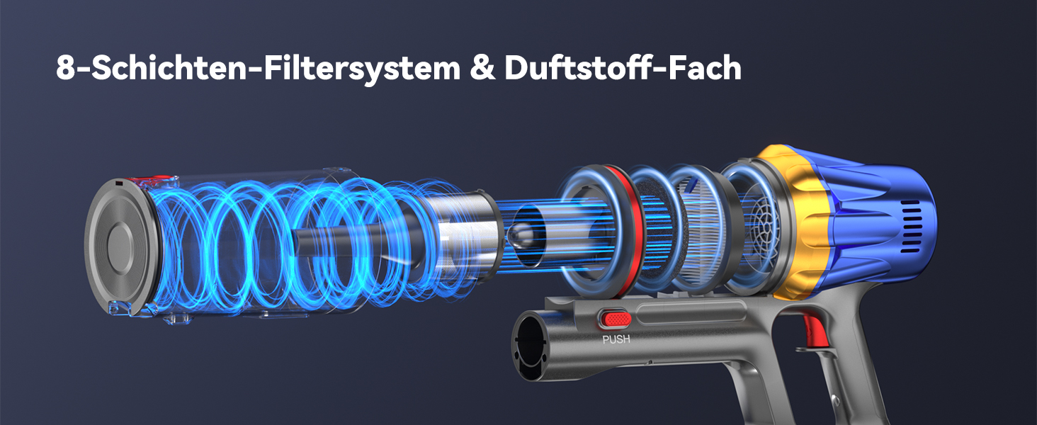 Бездротовий акумуляторний пилосос H9 58000Pa/650W з LED-екраном та турбощіткою для тварин, килимів та твердих підлог (блакитний)