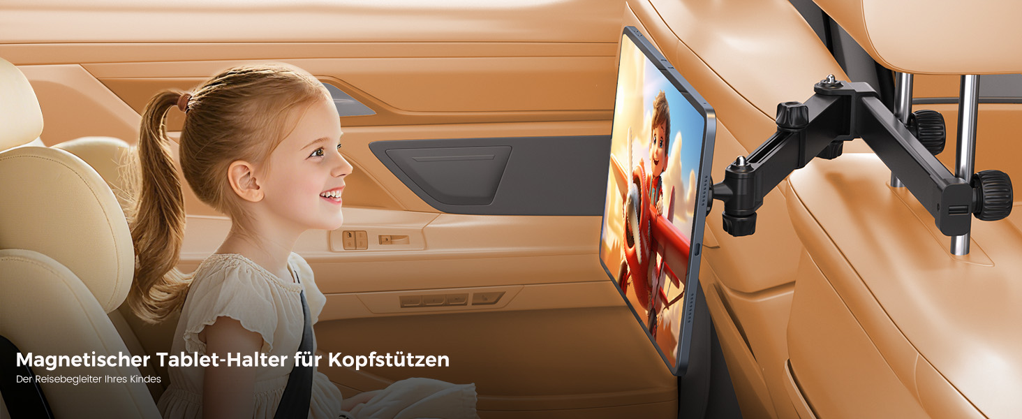 Автотримач для планшета OHLPRO: магнітний, регульований (48см), універсальний для iPad, смартфонів, Switch. З металевими кільцями