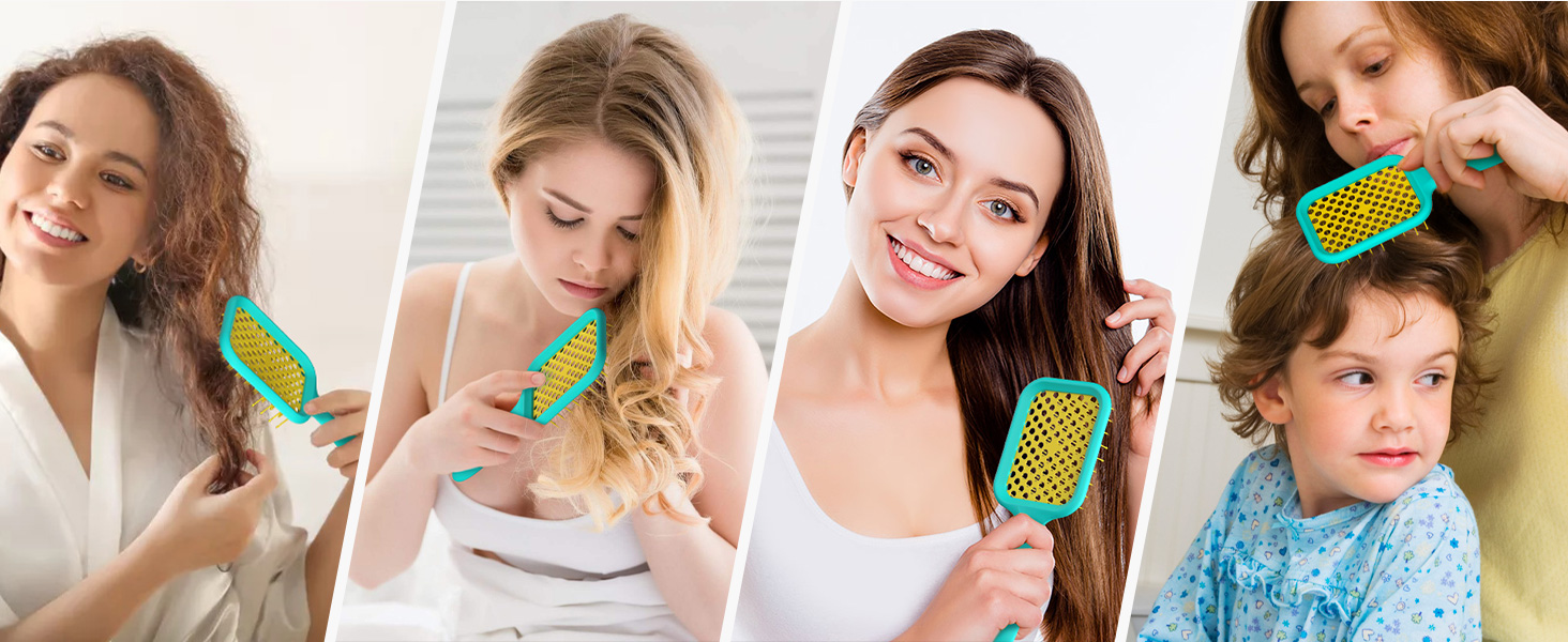 Щітка для волосся SHINLEA без заплутування для мокрого та сухого волосся, швидко сушиться, з вентиляцією, розплутує волосся для жінок, чоловіків, дітей, зменшує випадіння волосся, видаляє ковтуни (Блакитна)