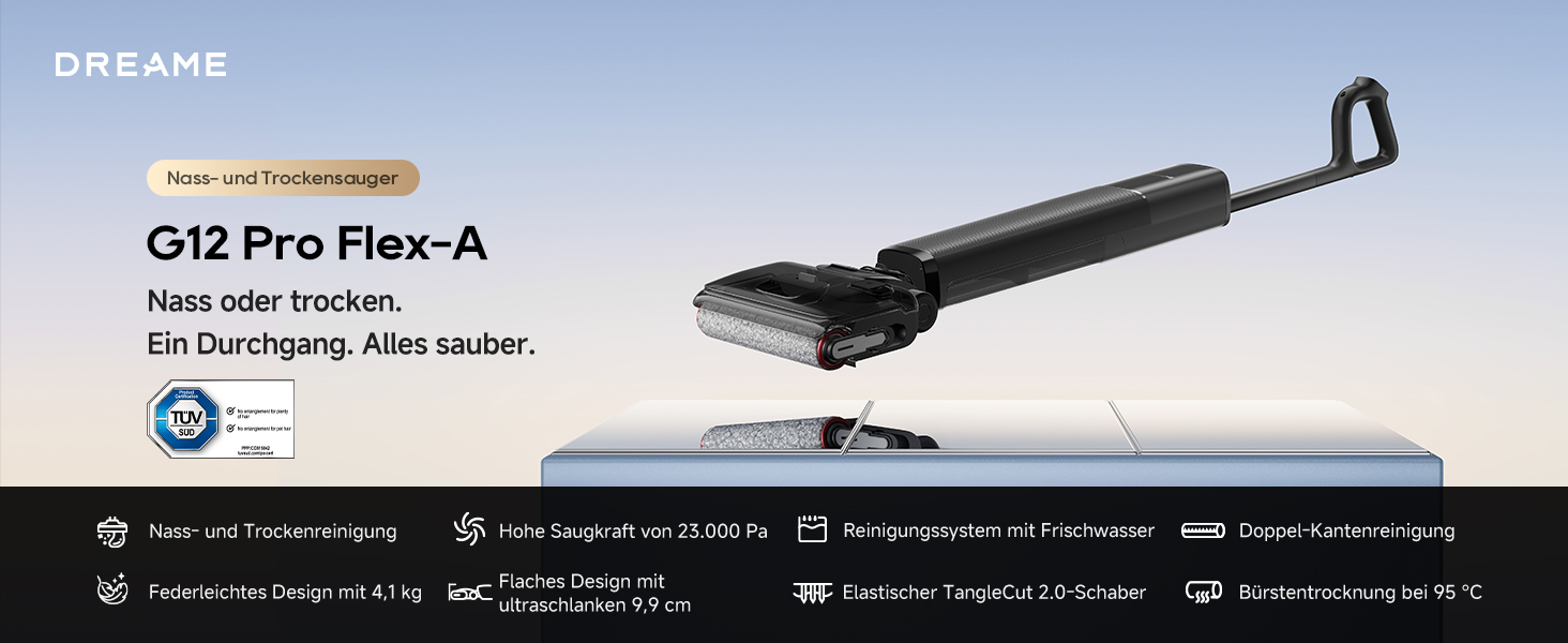 Вертикальний пилотяг для вологого та сухого прибирання Dreame G12 Pro Flex-A, 16000 Па