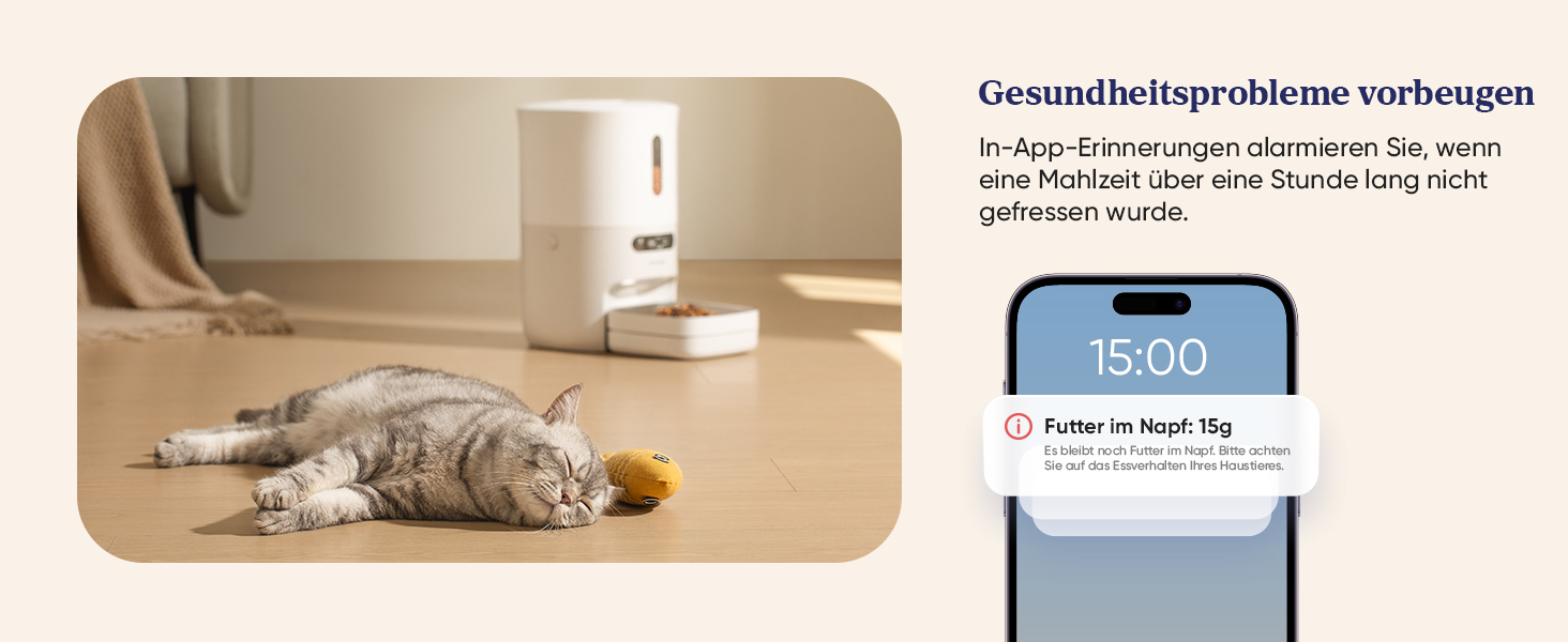 Pawsync Smart Pet Feeder - 3 Pack, Color-Changing Reminder, Dry Food Storage - Keeps Food Fresh Up to 3 Months, App Notifications, White & Grey