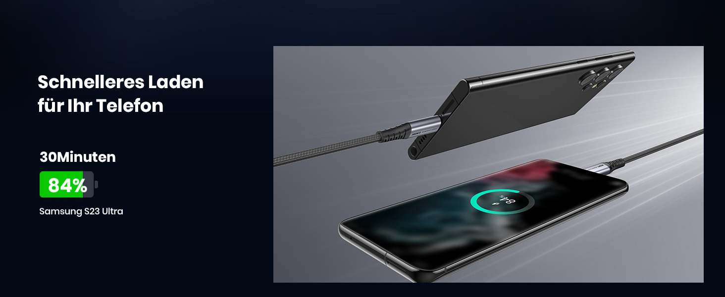 Кабель USB-C 240W, 2 шт. (2м+2м), нейлон, чорний, для iPhone, Samsung, Pixel, iPad, MacBook