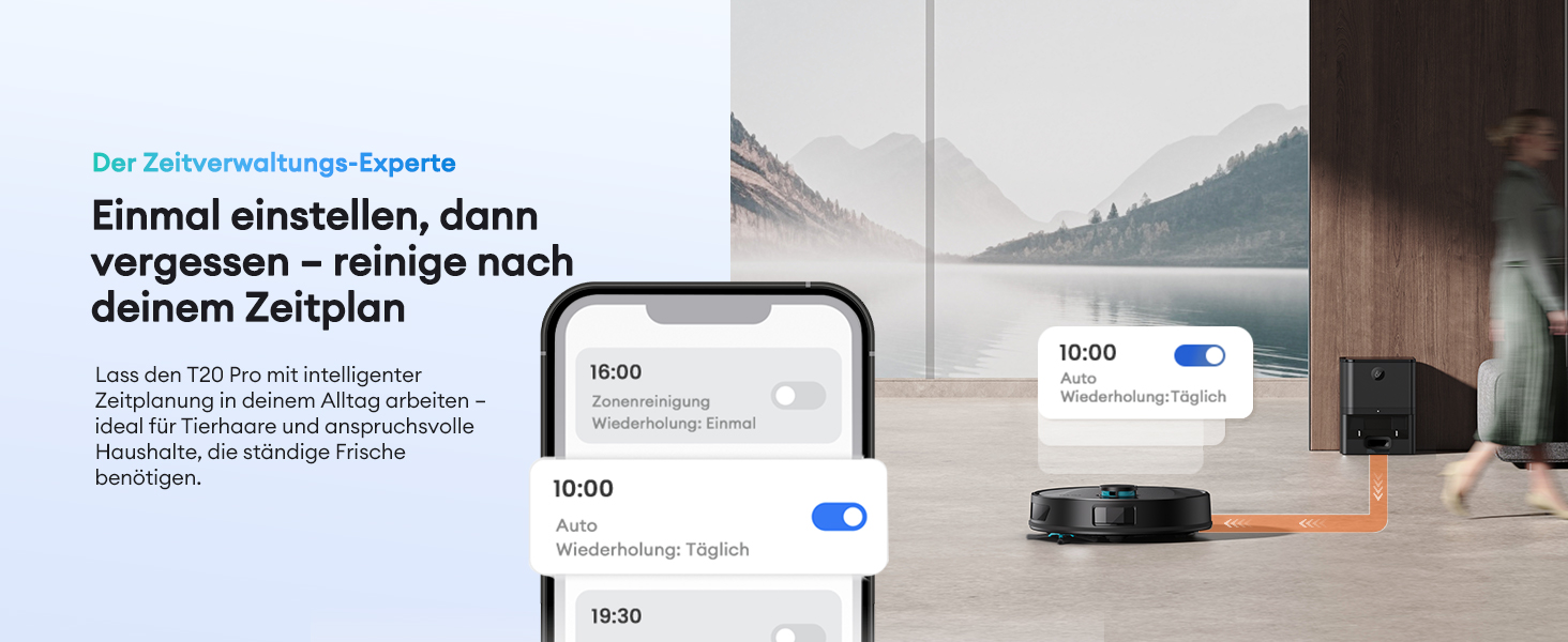 Робот-пилосос Ultenic T20 Pro з функцією миття підлоги, 8000 Па, станція самостійного очищення 3,5 л, для видалення шерсті тварин та килимів, AI-лазерне уникнення перешкод, керування через додаток