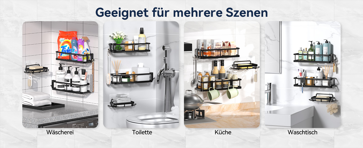 Поличка для душу YASONIC без свердління з мильницею - Органайзер для ванної кімнати з нержавіючої сталі, швидковисихаюча поличка для душу, тримач для шампуню, 3 шт. чорного кольору