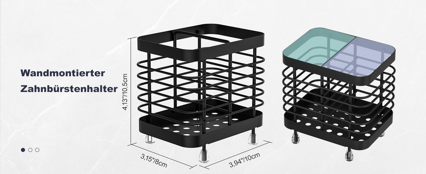 Підставка для зубних щіток Luxspire, електрична, з нержавіючої сталі, настінна без свердління, чорна, 2 слоти