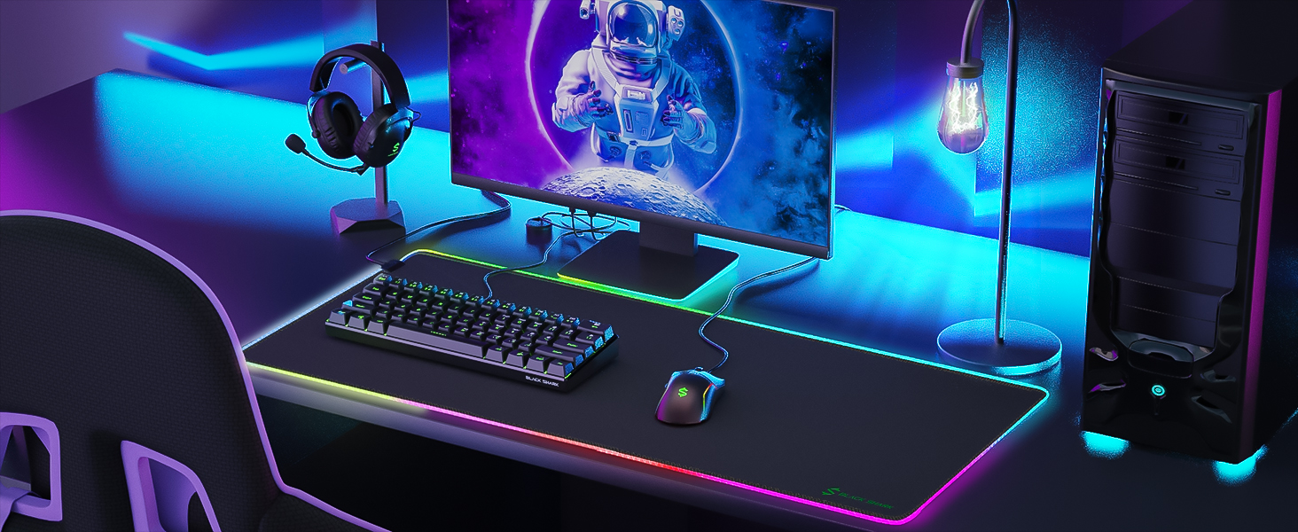 Ігрова мишка Pad Black Shark Manta P3 XL (90x40 см) - килимок для миші з RGB підсвічуванням, вологостійкий, чорний