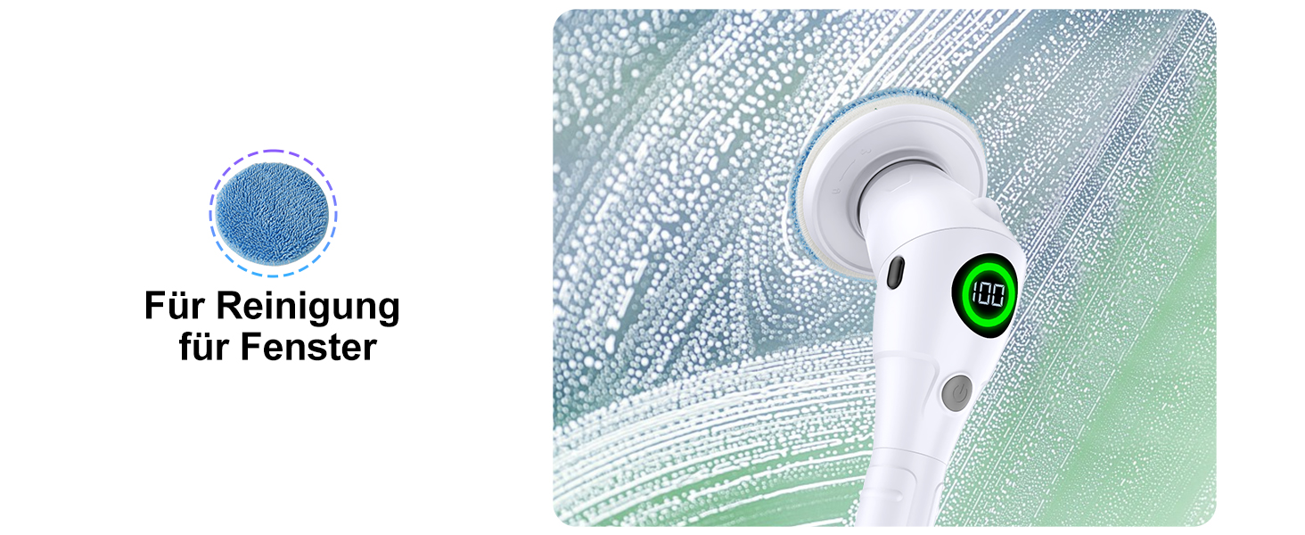 Електрична щітка для чищення з 8 насадок, регулювання швидкості, LED дисплей - для ванної, кухні, авто