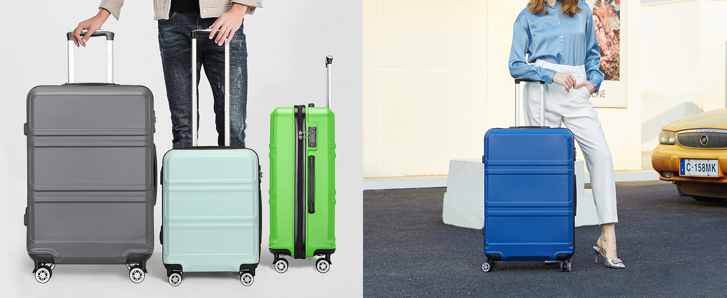 Чемодан-валіза KONO з ABS+PC: легкий, з TSA-замком та 4 колесами, 65 см, кремовий