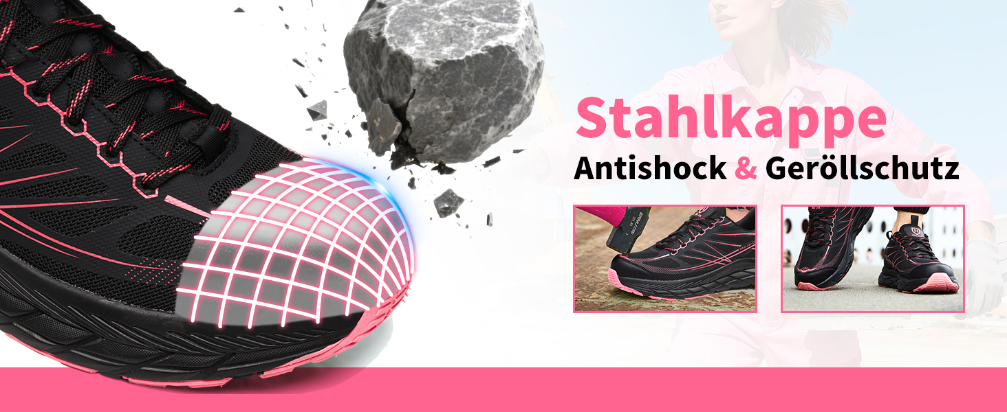 Черевики робочі чоловічі/жіночі, захисні черевики зі сталевим підноском, легкі, дихаючі, EU 37-46 (Рожевий, 39 EU)