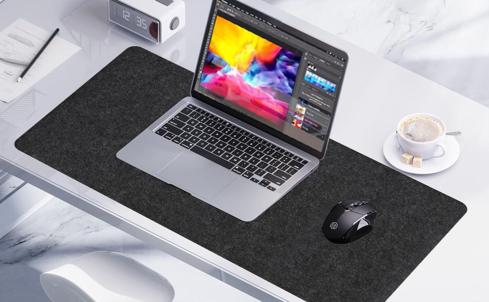 Килимок для столу з фетру, великий, 80x40 см. Нековзний килимок для столу, ігровий килимок, килимок для письма, офісний захист столу (Сірий)