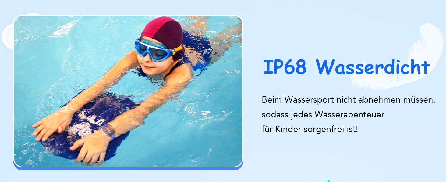 Смарт-годинник для дітей 1.8' з IP68, шагомір, монітор серцевого ритму та сну, активність 24/7, для iOS та Android, Deep Blue