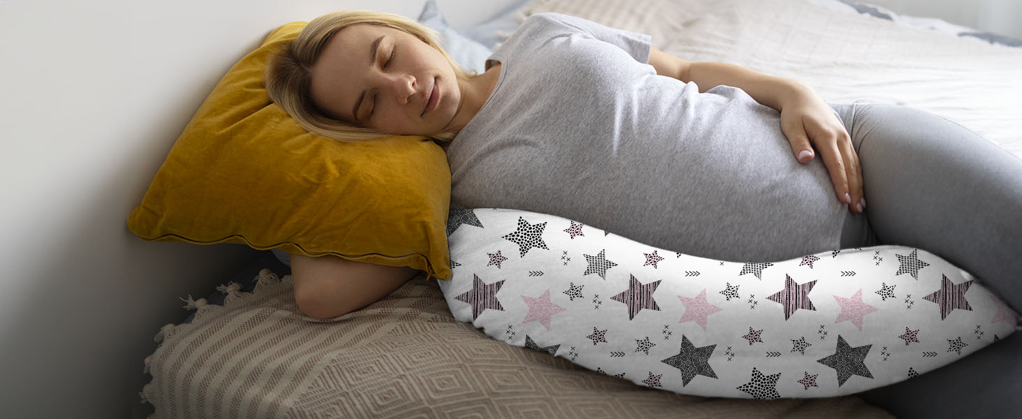 Подушка для годування Amilian Stillkissen Seitenschläferkissen: подушка для сну на боці, вагітності та годування, XXL, Body Pillow, блакитний/рожевий