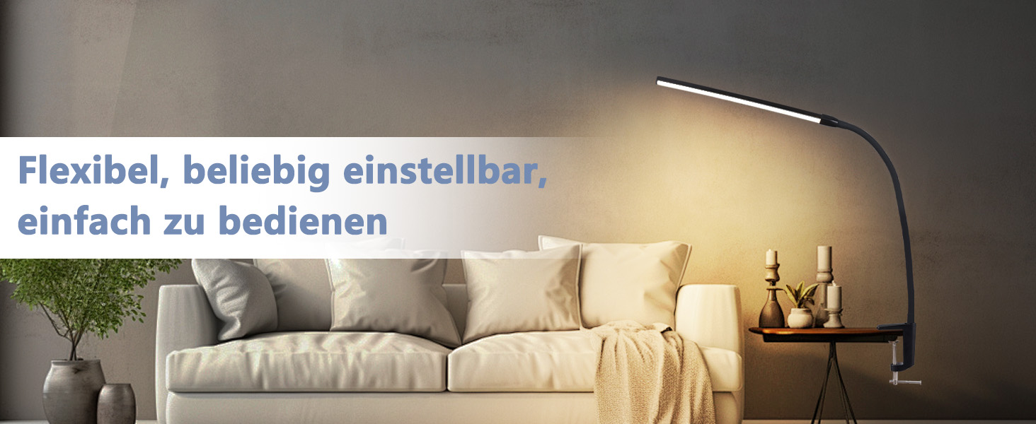 LED лампа для столу Homefire: регульована, чорна, з 3 кольорами та 5 рівнями яскравості, USB, для офісу та навчання