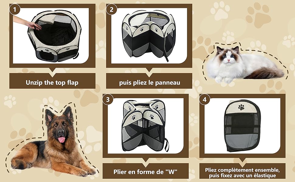 Вольєр для цуценят/кошенят, складаний, чорний, водонепроникний, портативний, з сіткою, 72x72x45 см