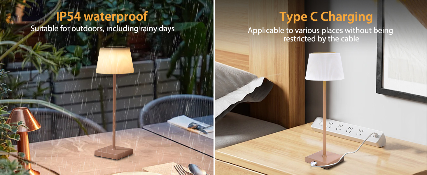 Світлодіодна настільна лампа Aigostar акумуляторна бездротова, димується сенсорним дотиком, 3 режими світла, водонепроникна IP54 для дому та саду (Світло-коричнева)