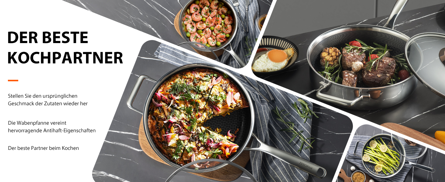 Сковорода з кришкою 26 см, антипригарне покриття Hybrid, холодна ручка, придатна для миття в посудомийній машині, без PFAS, PFOA та PTFE, термостійка до 260 °C, сумісна з усіма типами плит (WQ-D)