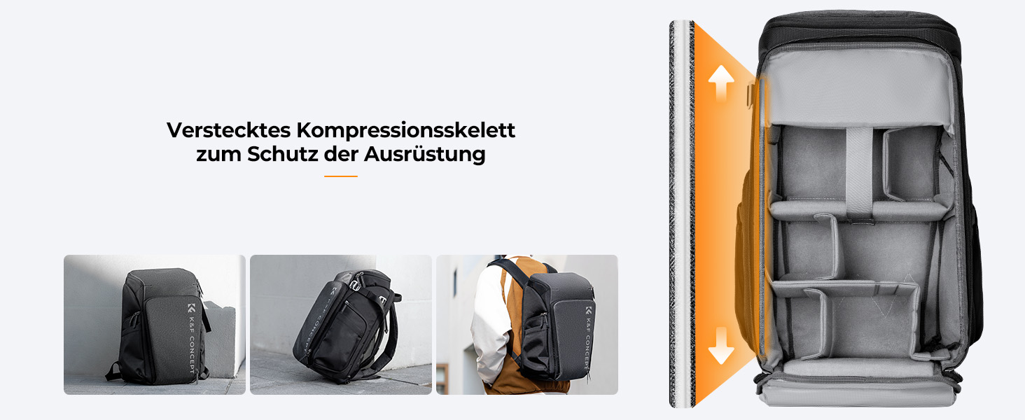 Рюкзак для фотокамери K&F Concept Alpha 25L сірий - для фотографів, з відділенням для 16-дюймового ноутбука, сумісний з дронами DJI Mavic