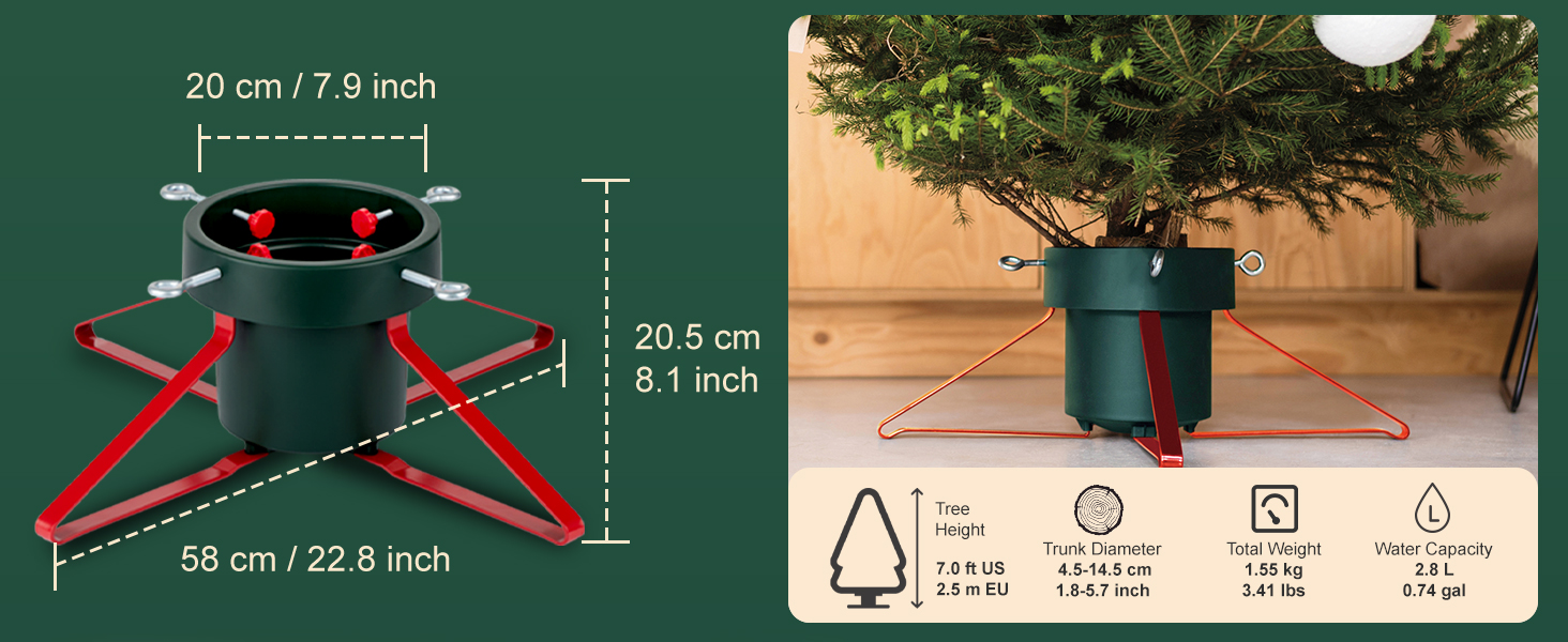 Підставка для ялинки з водою PUDO: міцна, для ялинок до 2,5м, зелений колір