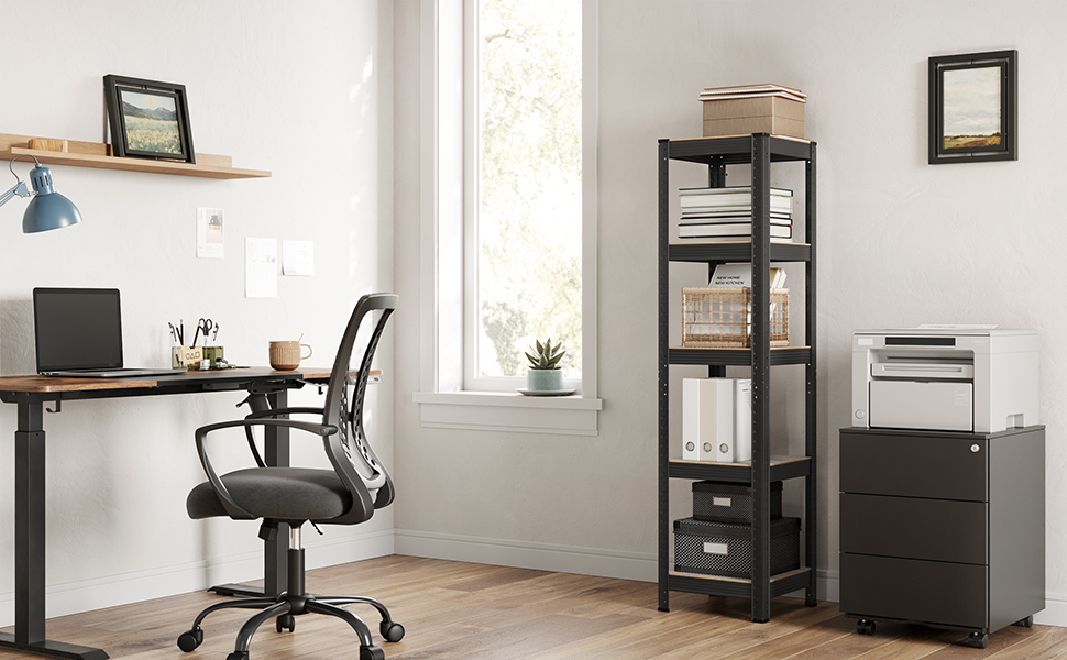 SONGMICS 5-Tier Adjustable Storage Shelf Unit - Vintage Brown & Black