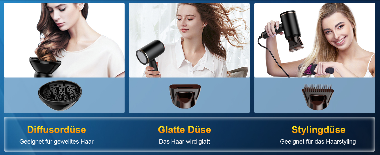 Професійний фен 2400W з іонізацією та складним механізмом, для швидкого сушіння, з насадкою-дифузором та сумкою, чорний