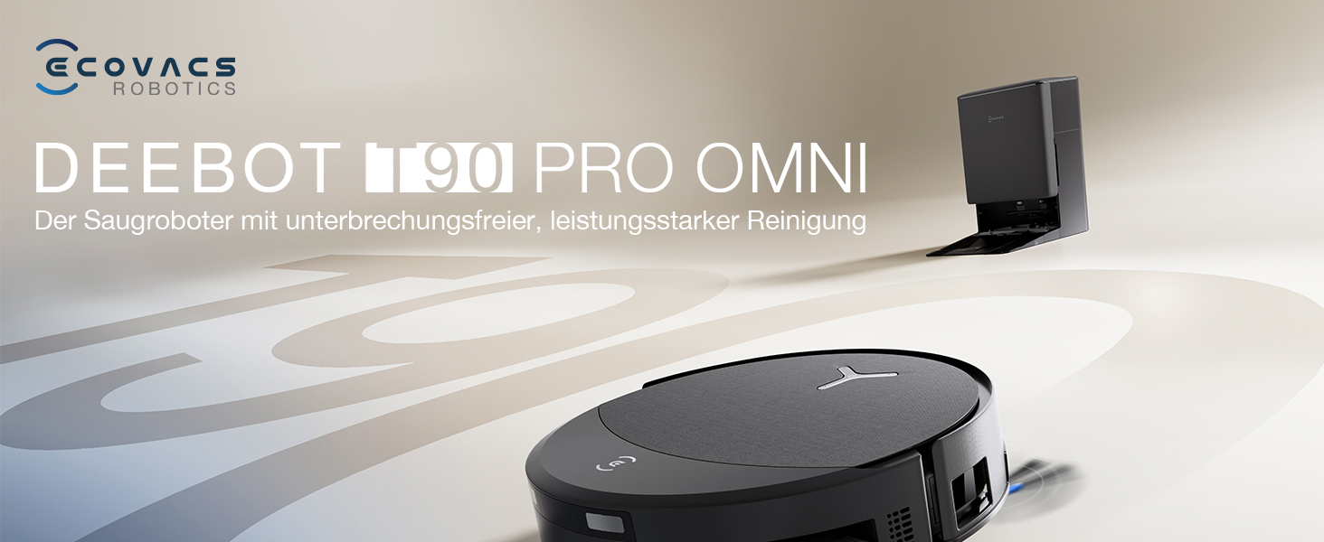 Робот-пилосос з функцією вологого прибирання ECOVACS T90 PRO Omni, 30 000 Па, PowerBoost, чорний