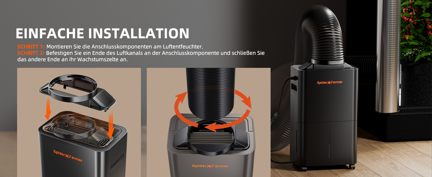 Електричний осушувач повітря Spider Farmer 12L з регулюванням вологості, APP-керування, таймер 24H для теплиці, дому та підвалу