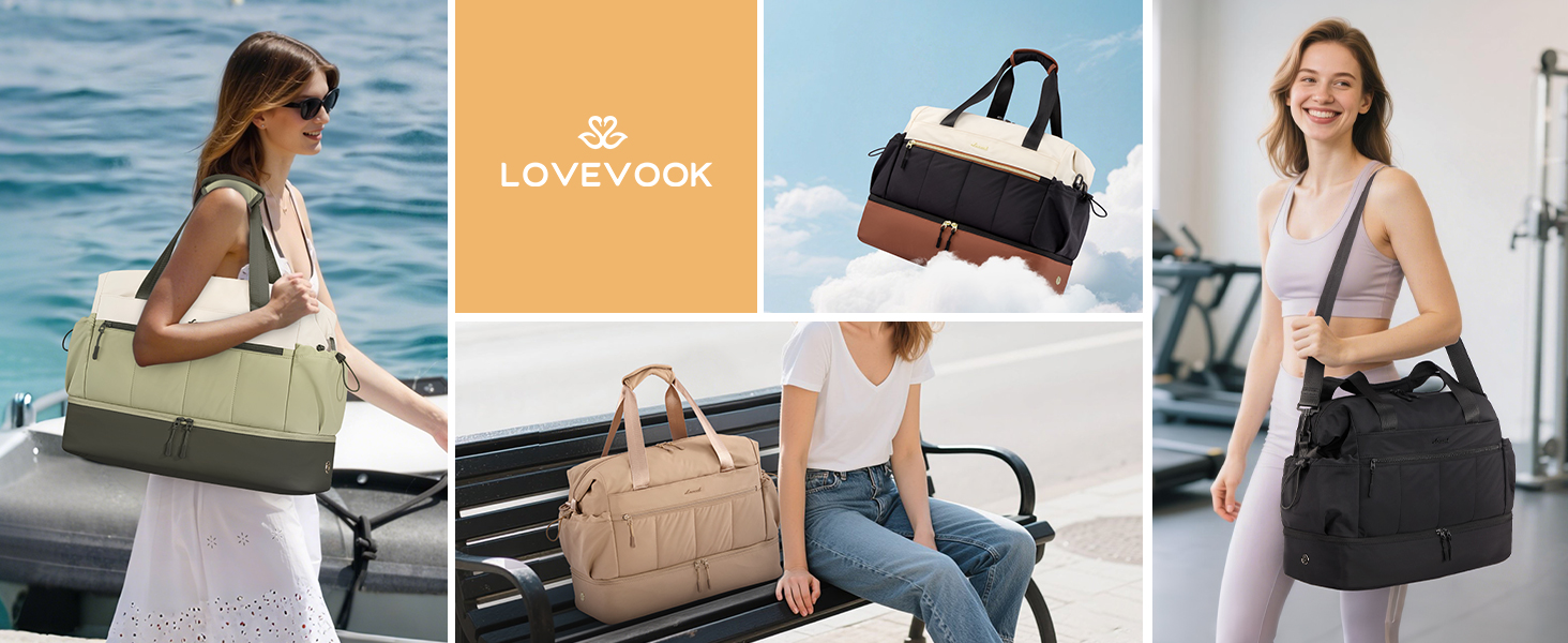 Сумка-валіза LOVEVOOK для жінок, легка клінічна/пологова сумка, спортивна сумка-дуфл, валіза для подорожей, ручна поклажа, водонепроникна з відділенням для взуття, бежева, M-30L