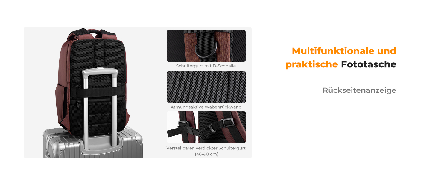 Рюкзак для камери K&F Concept F-red з жорсткою оболонкою, відділенням для ноутбука 15.6 дюймів та дощовиком, для дронів та фотообладнання