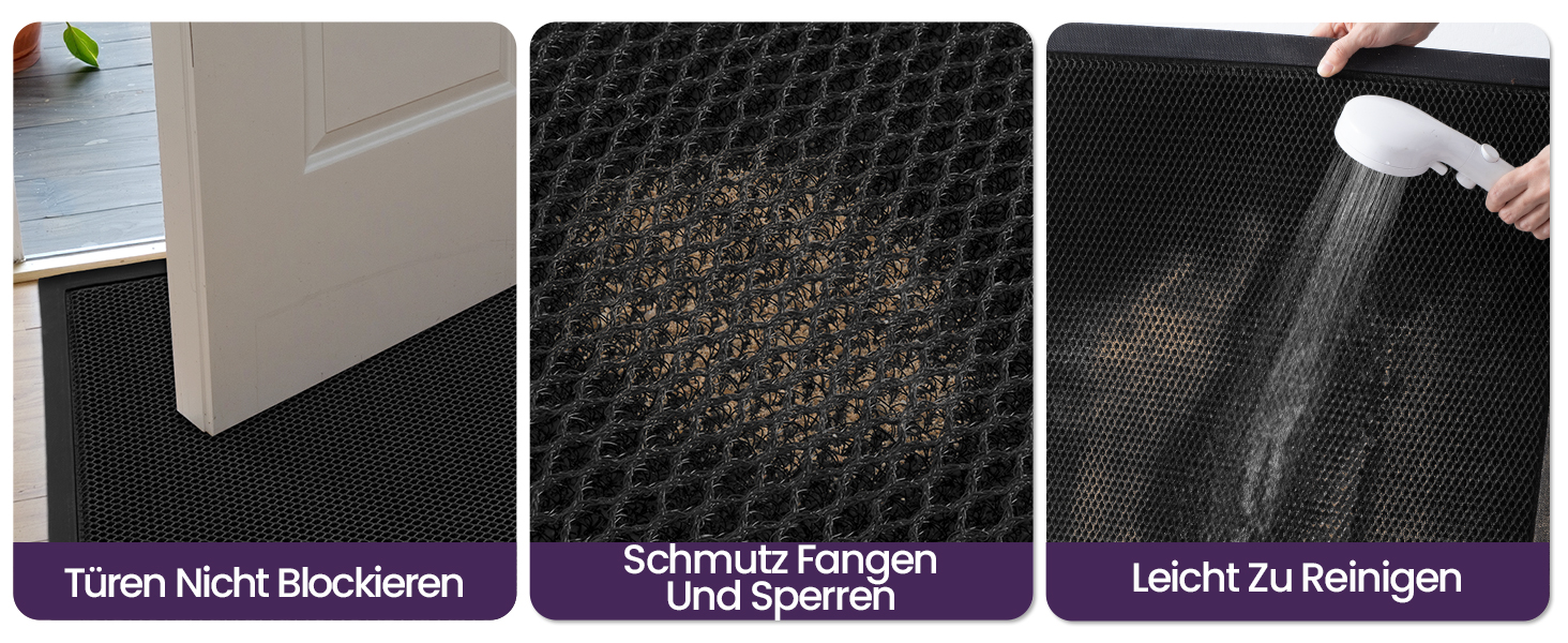 Килимок для дому та вулиці DEXI, 90x150 см, чорний. Антиковзкий, вологостійкий, довговічний. Килимок для порогу, зовнішній дверний килимок