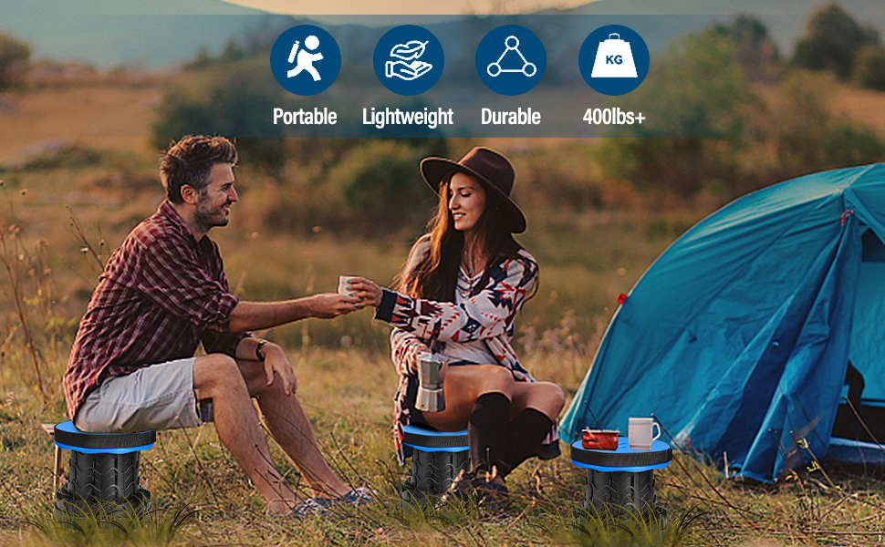 Складний туристичний стільчик-телескоп, 397Lb, блакитний. Легкий, стабільний, регульований по висоті. Для кемпінгу, риболовлі, пікніка, відпочинку вдома та подорожей.