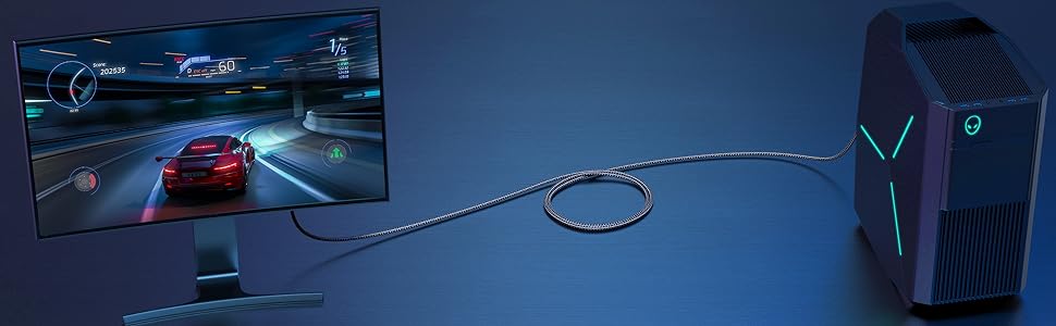 Кабель DisplayPort до HDMI JSAUX 2м, 4K@30Hz, 2K@60Hz, 1080P@120Hz, позолочений, обплетення, алюмінієва оболонка, для комп'ютерів Lenovo, HP, Dell, AMD, NVIDIA