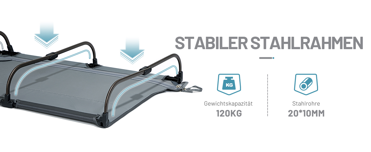 Розкладне кемпінгове ліжко Timber Ridge - легке, зручне, для відпочинку на природі (до 120 кг), сіре