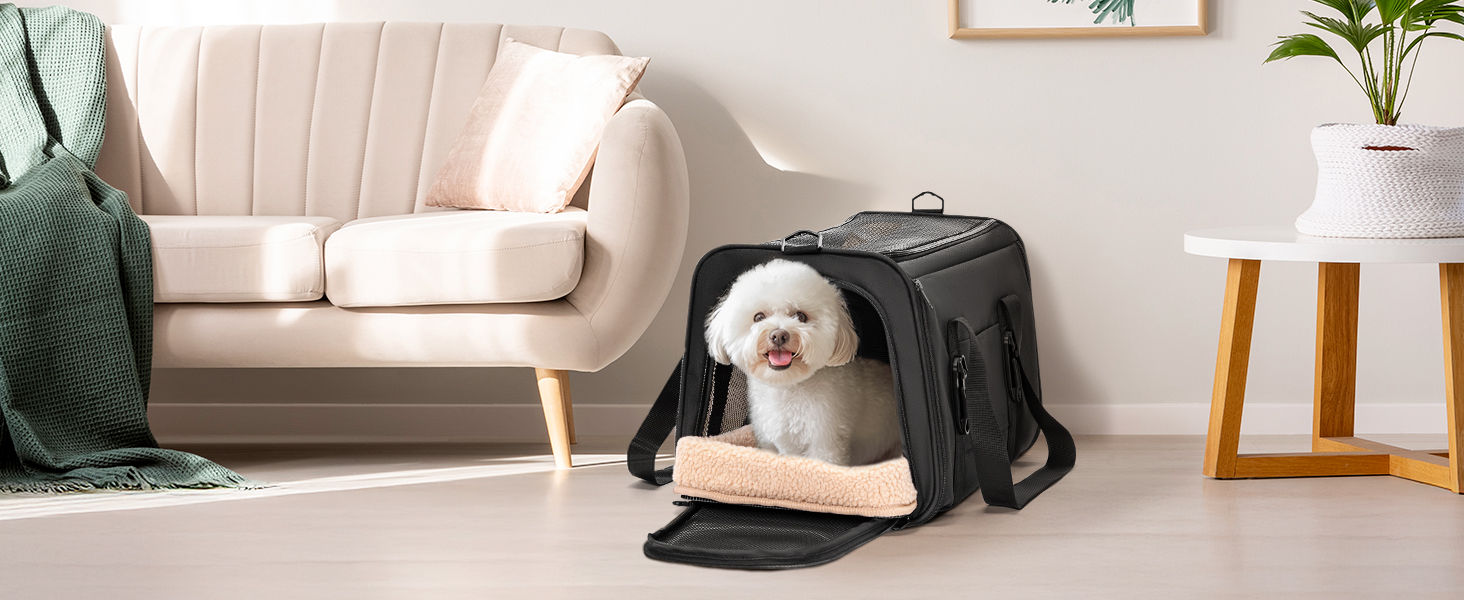 Транспортна переноска для кота/собаки Petsfit - складана переноска для авто з м'яким килимком, синього кольору