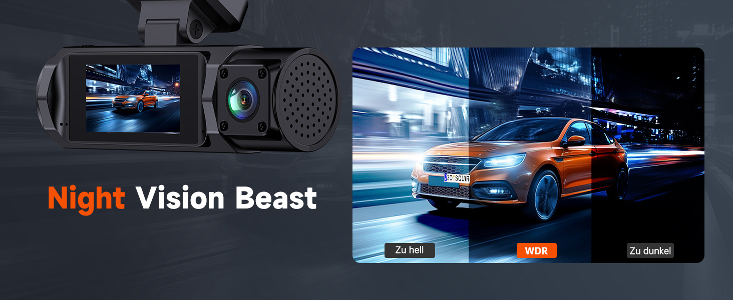 Відеореєстратор E-YEEGER 3-канальний 4K + 1080P + 1080P з Wi-Fi, 32GB карта, нічна зйомка, G-сенсор, паркування - чорний