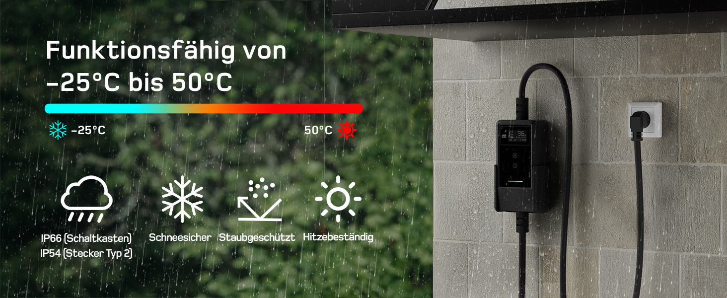 Кабель для зарядки електромобіля Type 2 Schuko 3,7kW (6-16A, 1-фазний) з LCD-дисплеєм, 7м, чорний, для ID.3/4/5/7, Model Y/3, ENYAQ та інших PHEV/EV