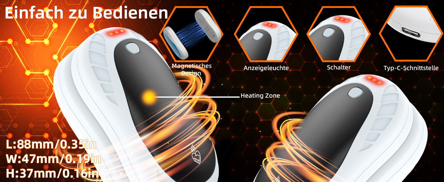 Електричні грілки для рук, 2 шт. Переносні кишенькові грілки, акумуляторні, 6000mAh, 3 режими нагріву, швидкий нагрів, ідеальний подарунок для спорту на відкритому повітрі, Різдво взимку, білий/чорний