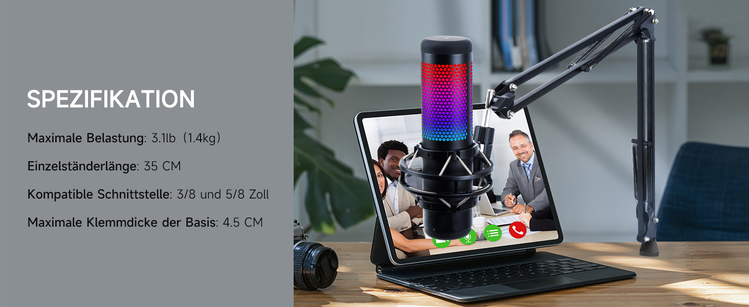 Тримач для мікрофона YOUSHARES - сумісний з HyperX QuadCast, Blue Yeti, Rode, Fifine AM8, Razer Seiren Mini/V3 Mini
