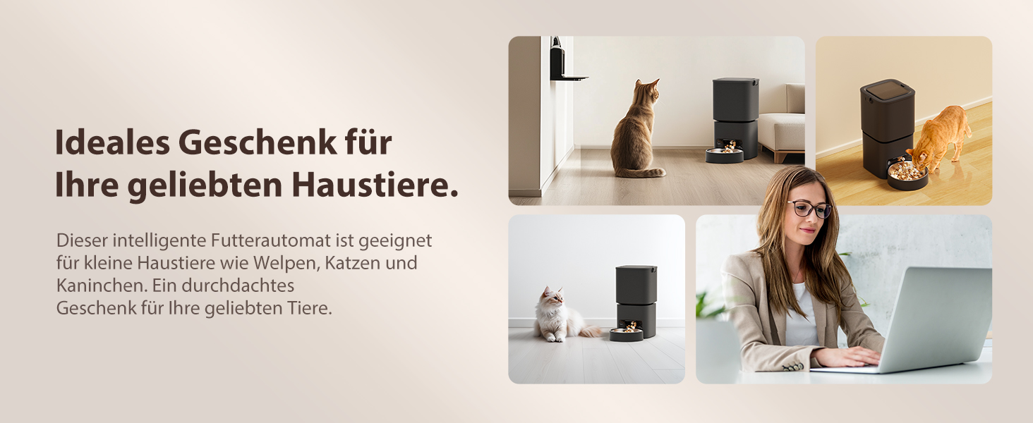 Автомат для годування котів та собак, 5л, інтелектуальний, програмований, білий/чорний