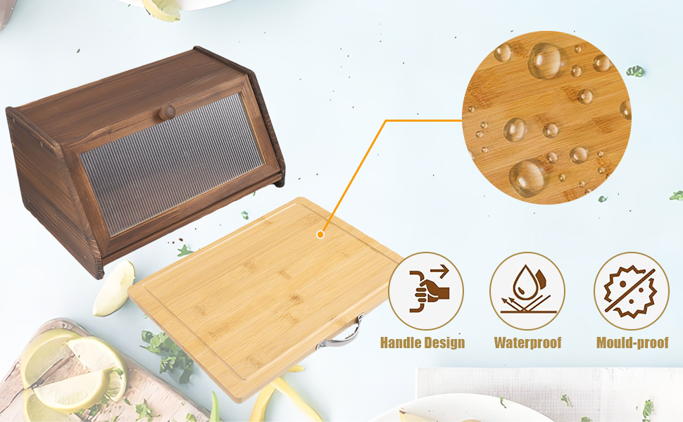 Дерев'яний хлібний ящик з кришкою та дощечкою для нарізання, Brotaufbewahrung