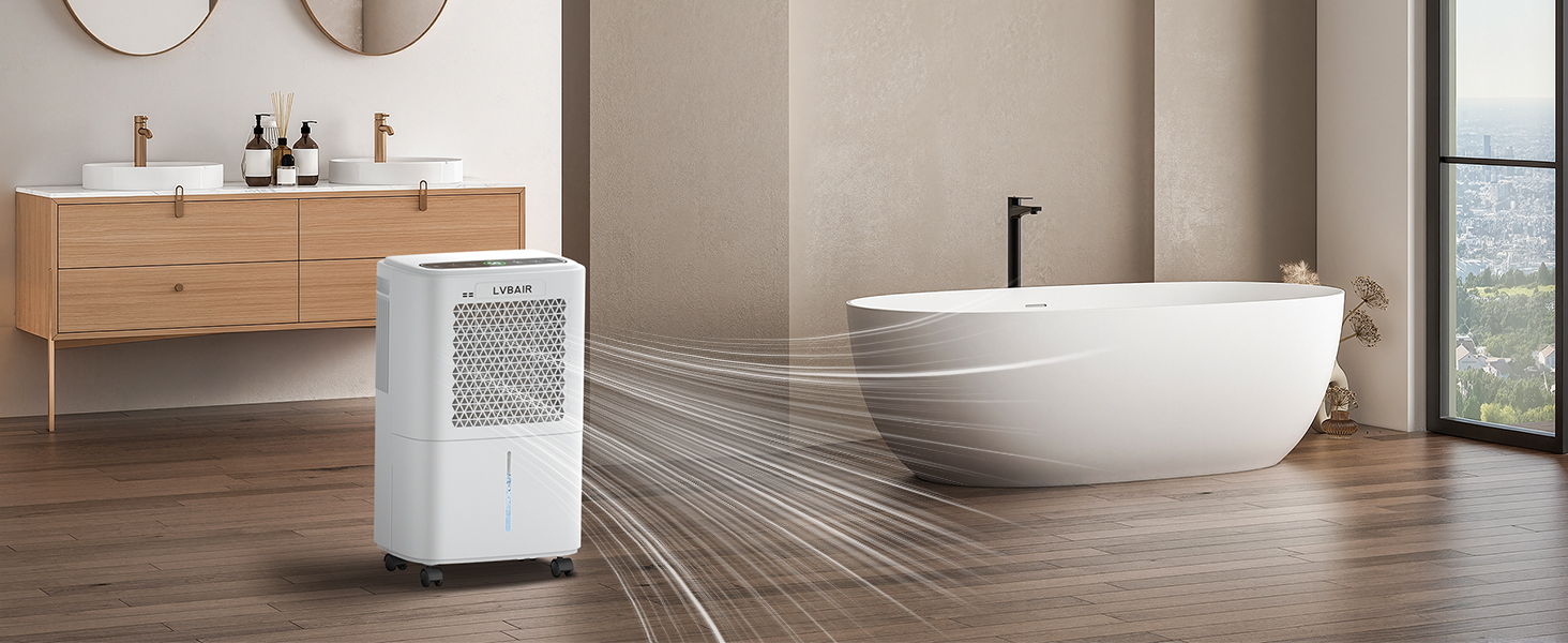 Електричний осушувач повітря 12л/день для 25м²/122м³ – потужне осушення, бак 2л, постійний дренаж, тиха робота, для спальні, підвалу, вітальні