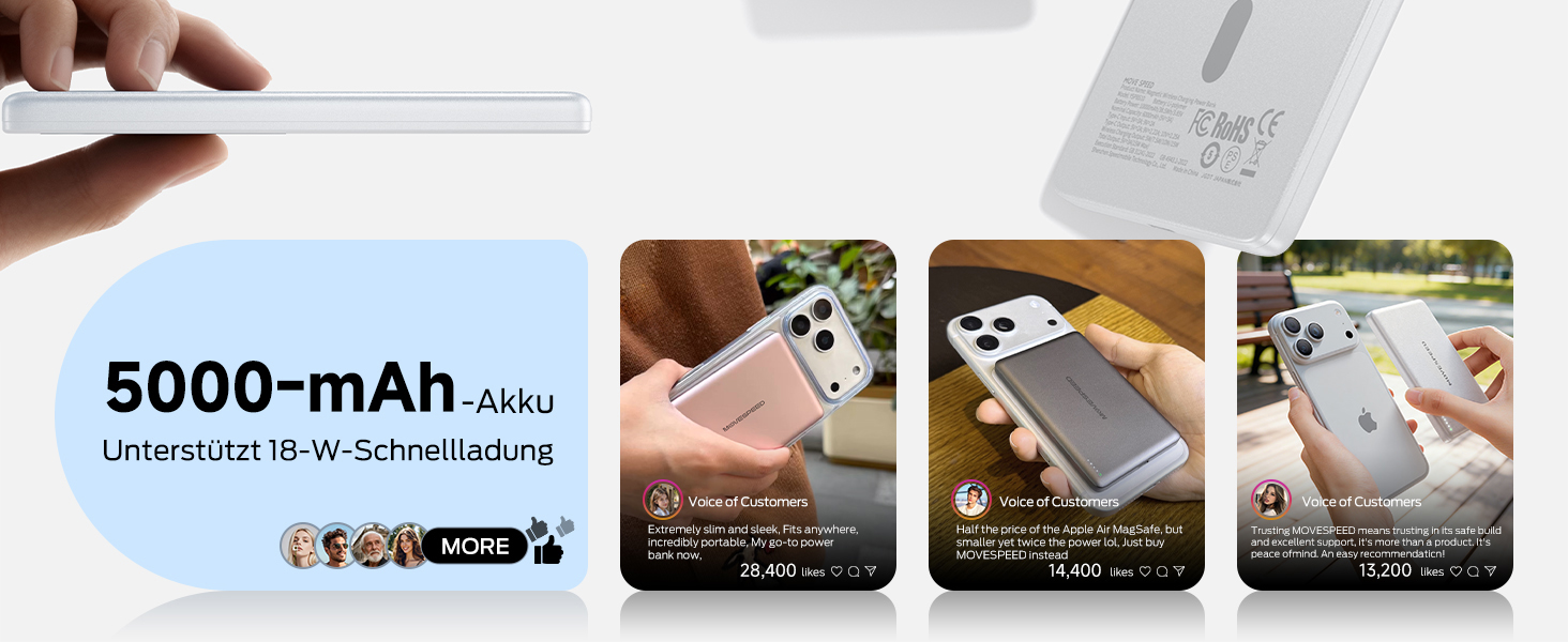 Power Bank Magsafe 5000mAh Slim (Білий перламутр) - Бездротовий магнітний акумулятор для iPhone та Samsung