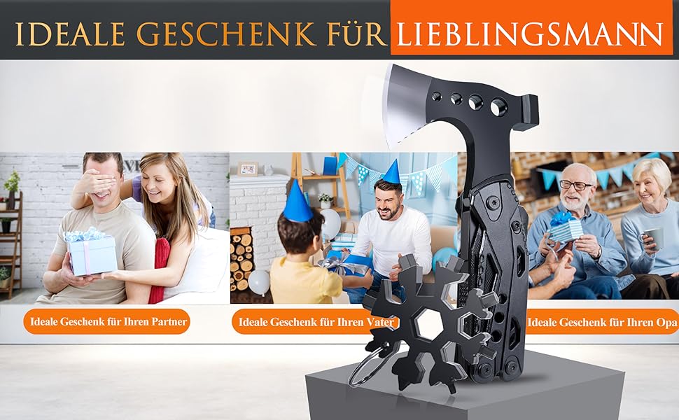 Мультитул 33 в 1 для чоловіків: сокира, молоток, плоскогубці, ніж, викрутки. Ідеальний для кемпінгу, надзвичайних ситуацій та виживання на природі