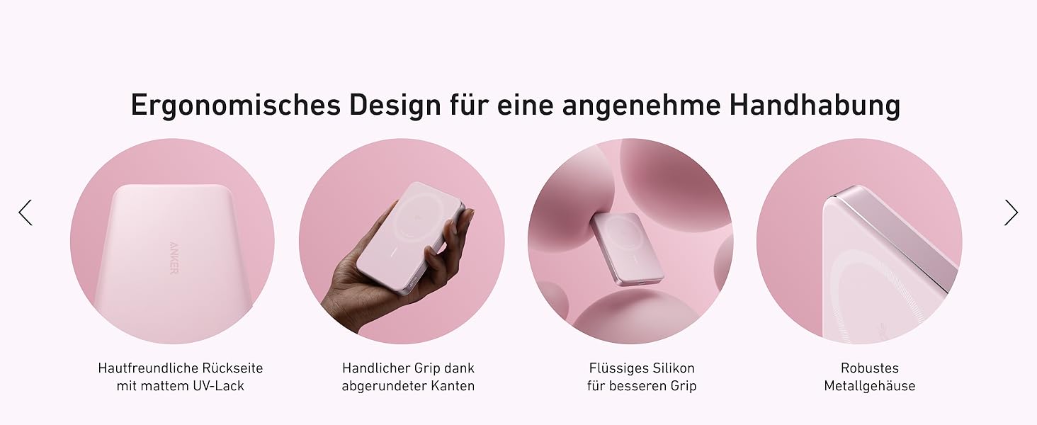 Anker MagGo Powerbank 10000mAh: портативний зарядний пристрій з MagSafe для iPhone 16/15/14/13 (Рожевий)