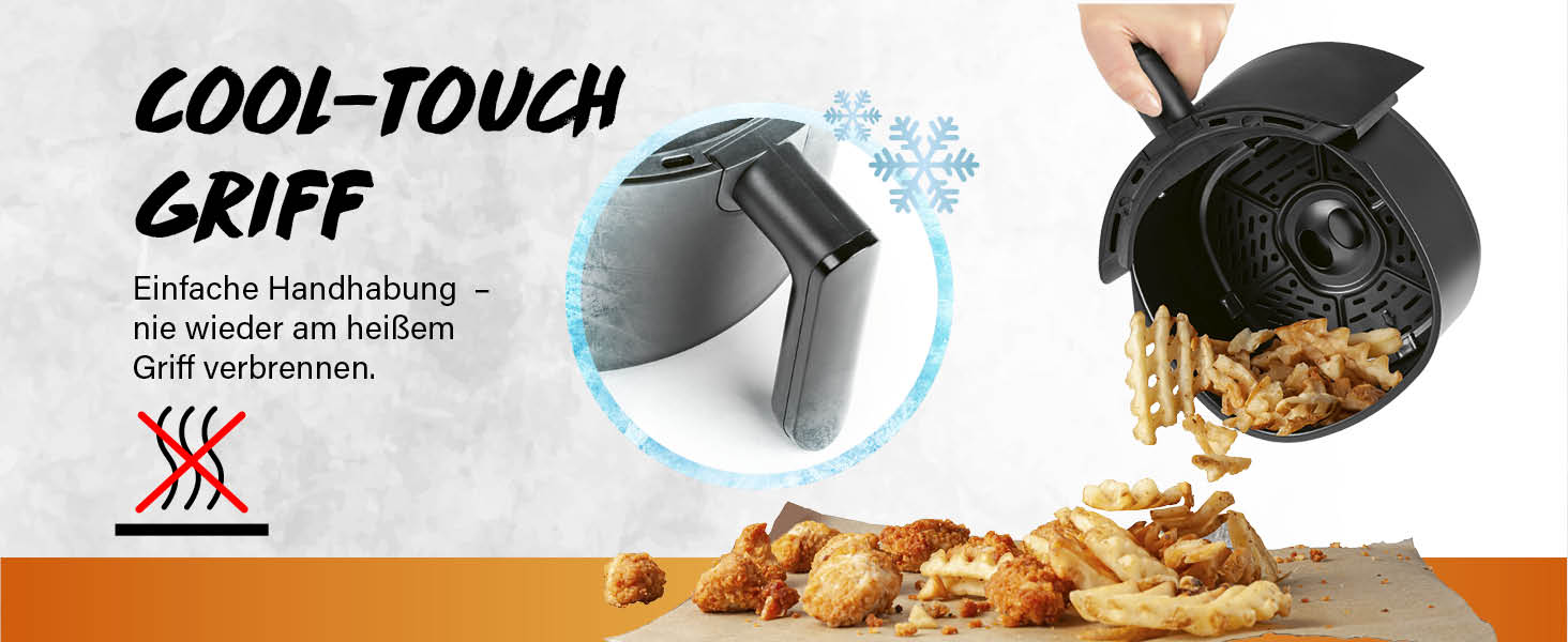 Фритюрниця повітряна GOURMETmaxx 2.3л з таймером та сенсорним екраном | 8 функцій, 7 програм | Економія енергії, майже без олії | Міні-піч 1000 Вт