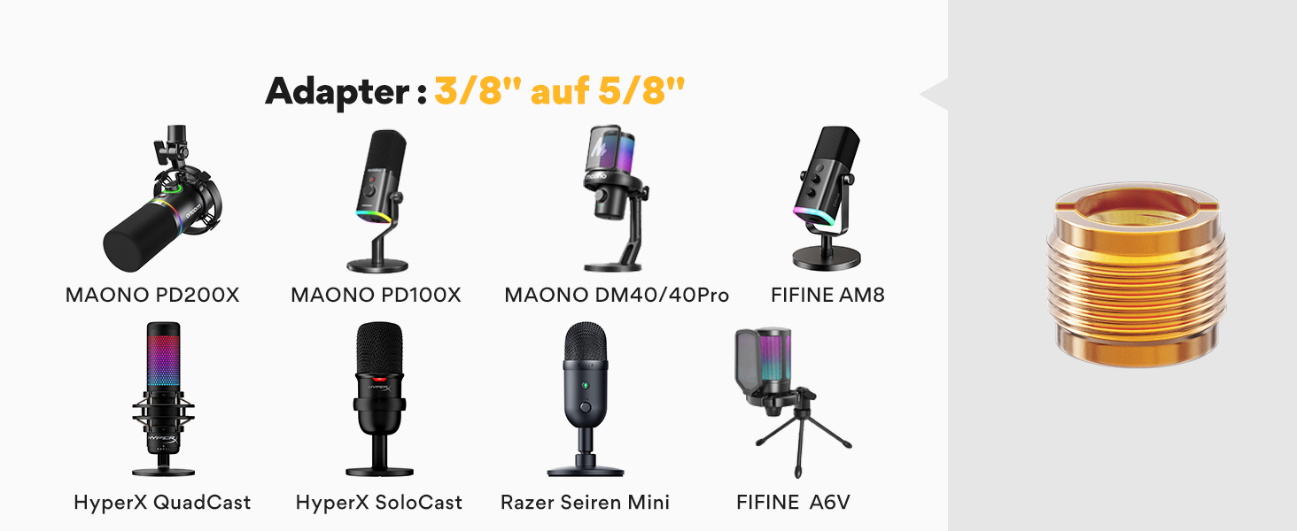 Тримач для мікрофона Maono BA20, регульований, для подкастів, геймінгу, стрімінгу та запису звуку, з кріпленням до столу та адаптером 3/8' - 5/8'